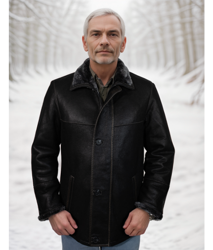 Erkek Deri Kürk - Siyah