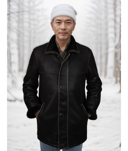 Erkek Deri Kürk - Siyah