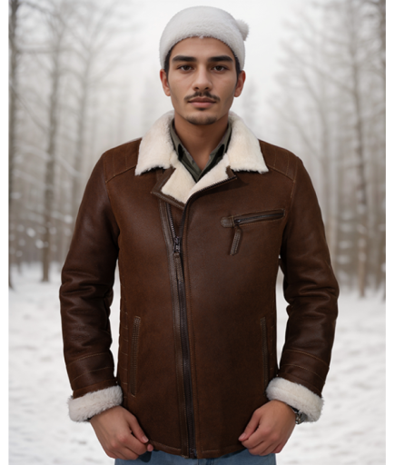 Erkek Deri Kürk - Kahverengi
