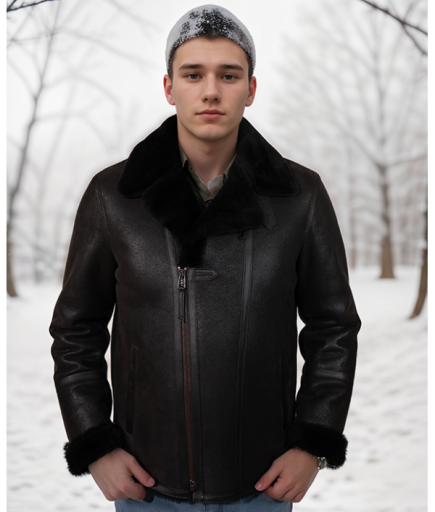 Erkek Deri Kürk - Siyah
