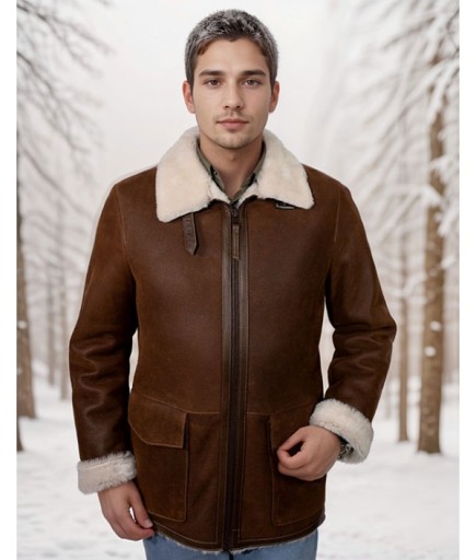 Erkek Deri Kürk - Kahverengi