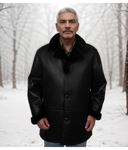Erkek Deri Kürk - Siyah