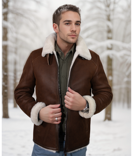 Erkek Deri Kürk - Kahverengi
