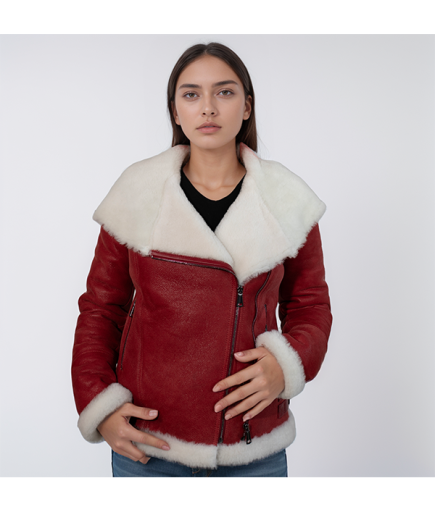 Kadın Deri Kürk - Kırmızı