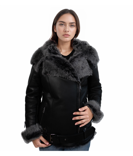 Kadın Deri Kürk - Siyah