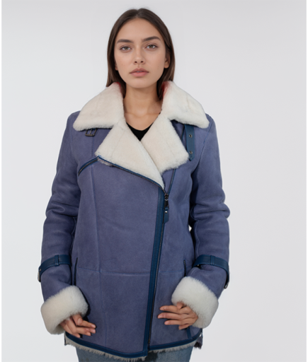 Kadın Deri Kürk - Mavi
