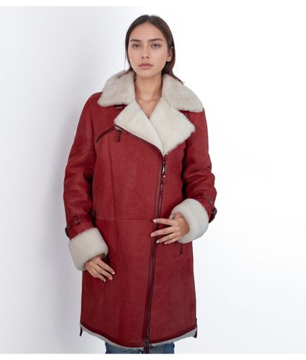 Kadın Deri Kürk - Kırmızı