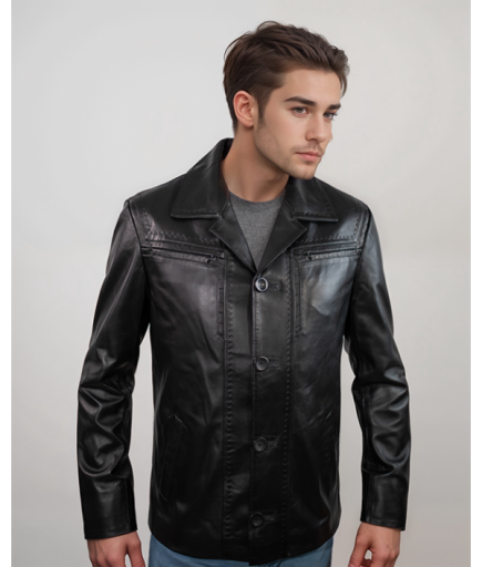 Erkek Deri Ceket - Siyah