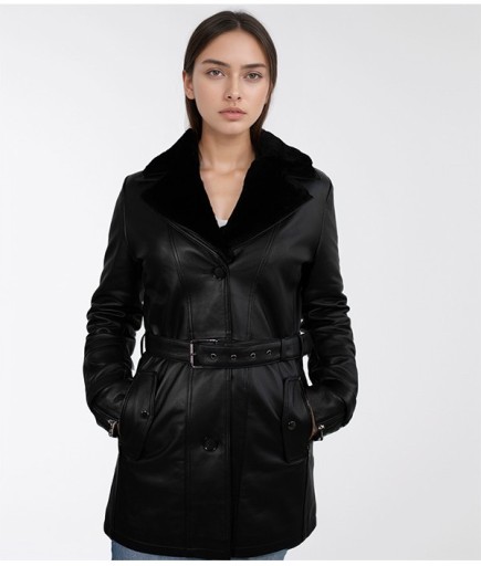 Kadın Deri Kaban - Siyah