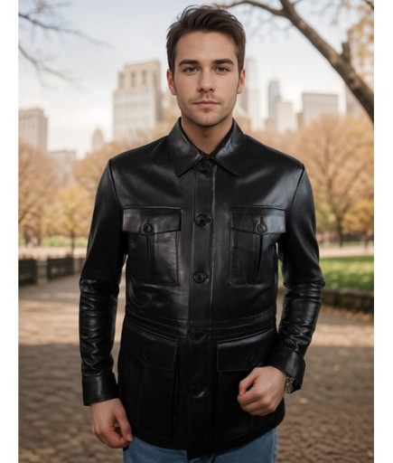 Erkek Deri Ceket - Siyah