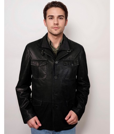 Erkek Deri Ceket - Siyah