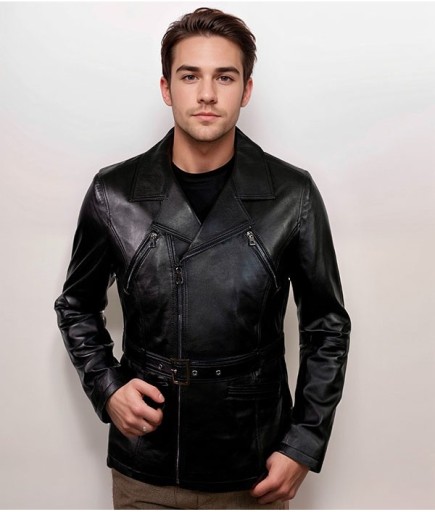 Erkek Spor Deri Ceket - Siyah