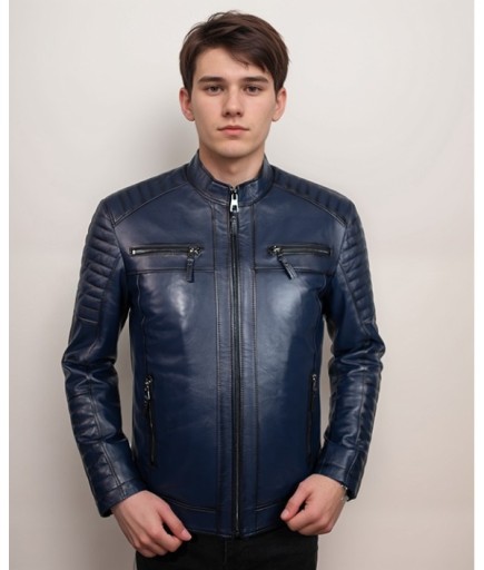 Erkek Spor Deri Ceket - Lacivert