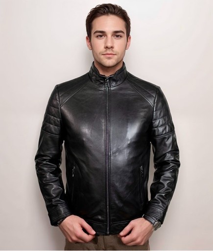 Erkek Spor Deri Mont - Siyah