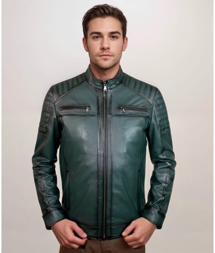 Erkek Spor Deri Mont - Yeşil