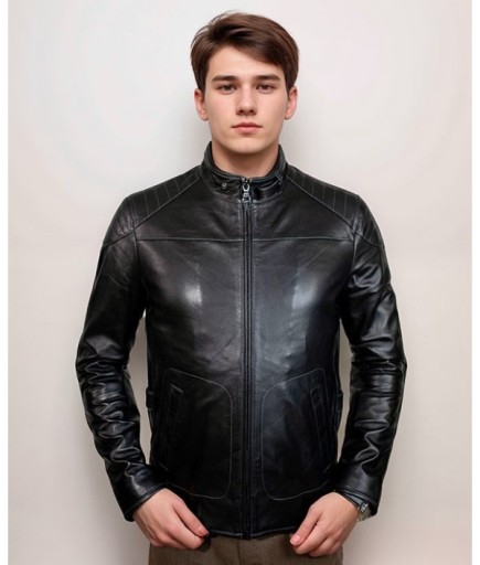 Erkek Spor Deri Mont - Siyah