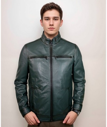 Erkek Spor Deri Mont - Yeşil